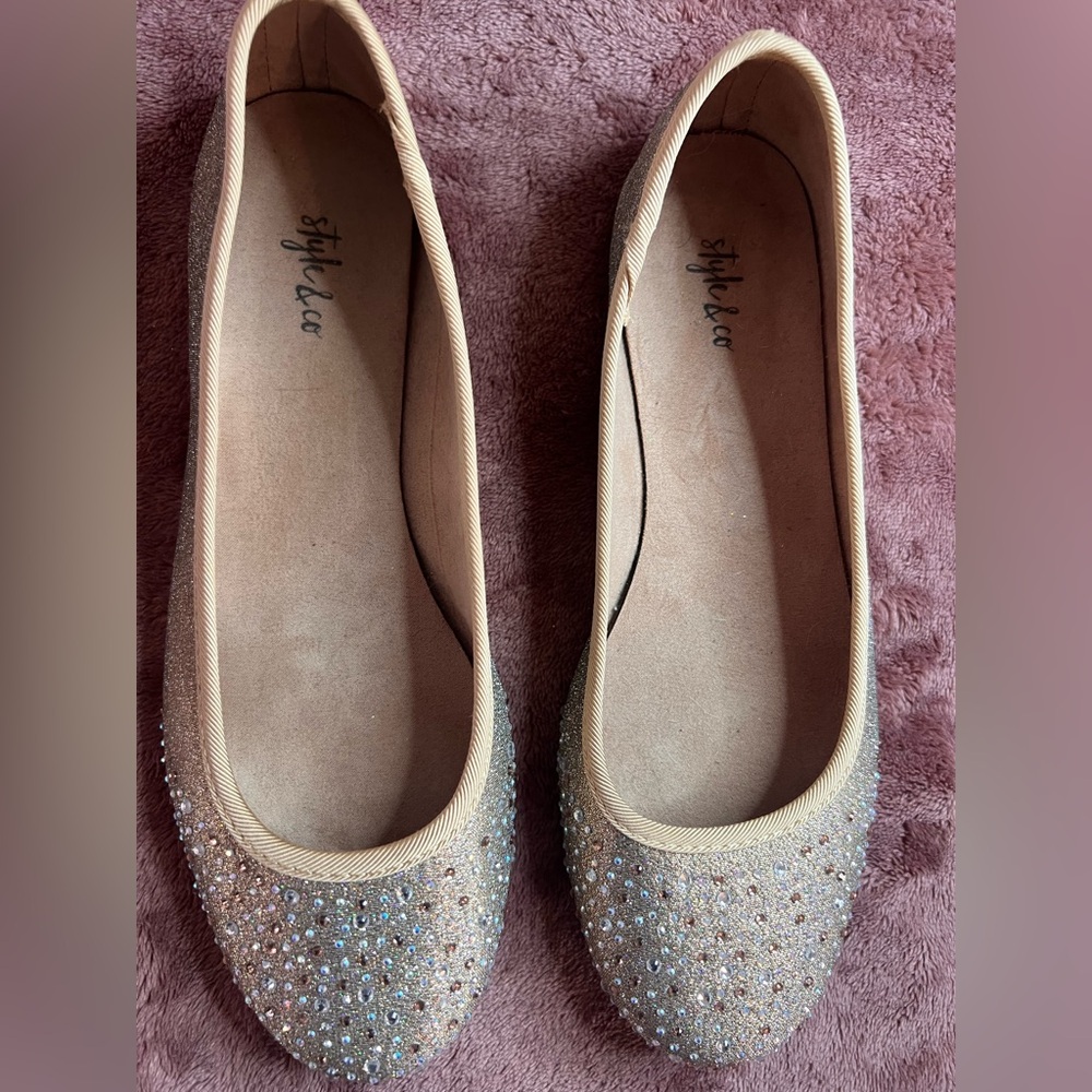 Style & Co Rhinestone Glitter Ballet Flats